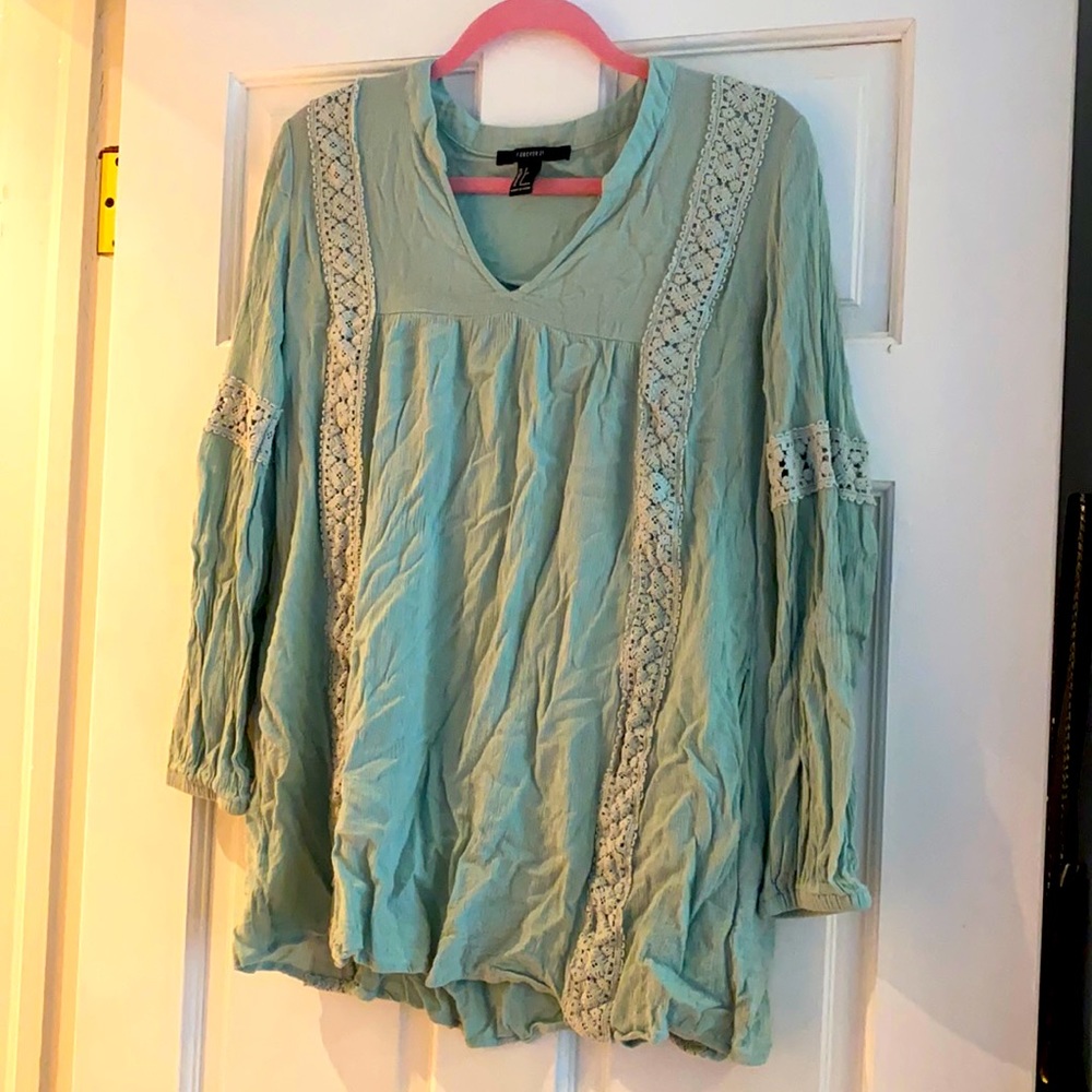 Light Green Long Hippie Shirt